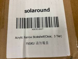 lot 135 image: Solaround Acrylic Narrow Bookshelf (Clear, 3 Tier)