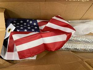 lot 141 image: American Flag LED Light Poles Set with Power Cords