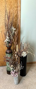 lot 102 image: Three Vases with Dried Florals and Greenery