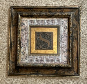 lot 117 image: S Monogrammed Framed Decorative Wall Hanging