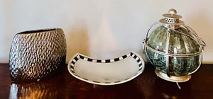lot 85 image: Pretty Silver Home Accents including a Beautiful Decorative Lantern, Footed Trinket Dish and Vase