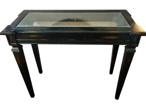 lot 54 image: Dainty Dark Wood Glass Top Console Table