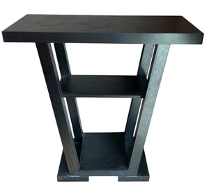 lot 52 image: Petite Modern V Shaped Sofa  Side Table with Storage Shelves