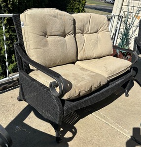 Patio Sofa, Chairs, Ottomans and Table