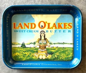 lot 148 image: Vintage Land OLakes Sweet Cream Butter Indian Woman Tray