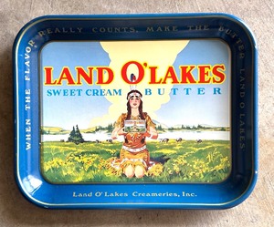 lot 144 image: Vintage Land OLakes Butter Indian Girl Metal Serving Tray