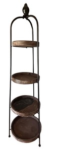 lot 44 image: Modern Wood and Metal Round Shelf Four Tiered Display Rack