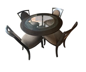 lot 41 image: Charming Wood Dining Table with Glass Top and Four Chairs