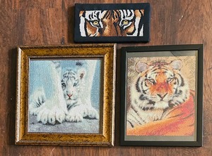 lot 237 image: Three Beautiful Tiger Diamond Art Tigers