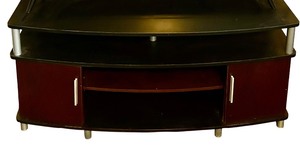 lot 235 image: Brown and Black TV  Media Stand with Silver Accents