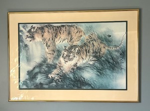lot 215 image: Two Tigers Print by Henry Wo Hue-Kee