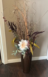 lot 250 image: Vase with Faux Florals and Sticks