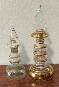 lot 264 image: Two Elegant Egyptian Glass Perfume Dauber Bottles
