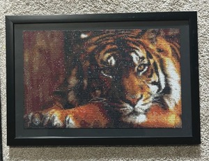 lot 271 image: Tiger Pattern Diamond Framed Art