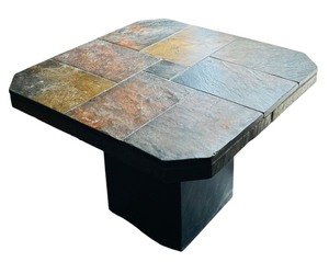 lot 15 image: Rustic Tile Topped Side Table