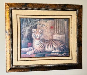 lot 100 image: Large and Beautiful Framed Tiger Print