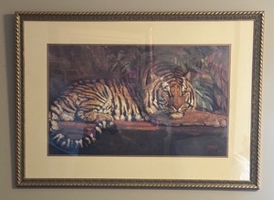 lot 306 image: Framed Tiger Figurine Print by Jouve