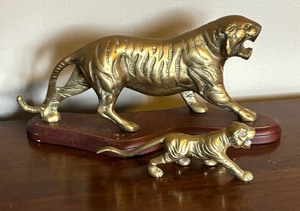 lot 308 image: Two Beautiful Brass Tiger Figurines