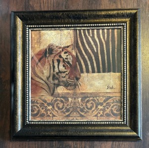 lot 309 image: Framed Tiger Design Print by D. Pinto