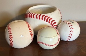 lot 310 image: Baseball Motif Vase, Banks and Trinket Dish