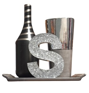 lot 344 image: Simply Beautiful Decor including Tray, Vases and Galvanized Letter S