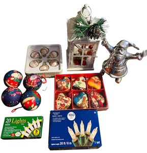 lot 297 image: Christmas Lot including Large Decorative Santa, Christmas Ornaments, Lights and More