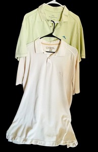 lot 289 image: Tommy Bahama Mens Size Large Light Green and Yellow Polo Shirts