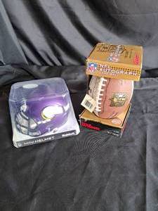 lot 111 image: Vikings Adam Thielen Signed Mini Helmet, Wilson Mini Football