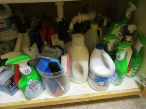 lot 28 image: Cleaning Supplies, Cupboard Full