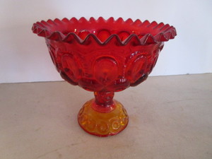 Vintage Moon & Stars Amberina Compote