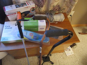 lot 199 image: Heating Pad, Face Shields, Canes