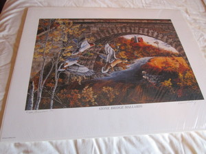 lot 202 image: Stone Bridge Mallards Print