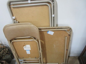 lot 350 image: Cosco Table, Samsonite Table, 3 Chairs