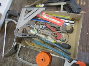 lot 403 image: Hack Saw, Blades, Pipe Wrenches