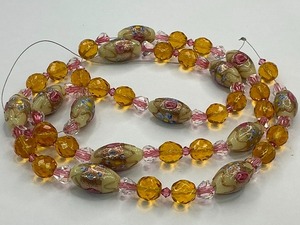 Venetian Murano Wedding Cake and Amber Glass Bead Strand