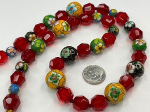 lot 55 image: Cloisonne Enamel & Glass Bead Strand