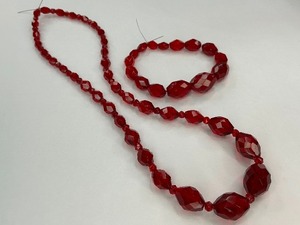 lot 73 image: Two Red Czech Glass Bead Strands