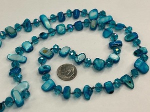 lot 96 image: Mother of Pearl Dyed Blue Aurora Borealis Crystal Necklace Strand