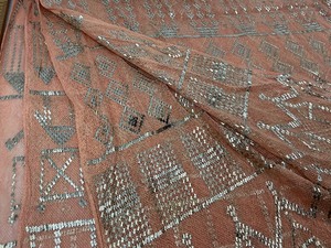 lot 120 image: Antique Egyptian Assuit Lace and Metal Mesh Shawl