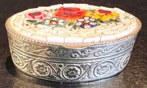 Vintage Italian Micro Mosaic Trinket Pill Box