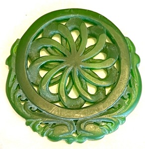 Green Jade Carved Decorative Medallion