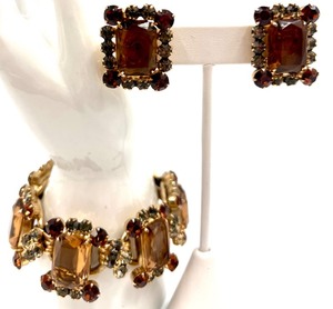 lot 21 image: Vintage Statement Rhinestone Bracelet and Earring Set