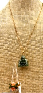 lot 37 image: Jade Buddha Pendant Necklace with 14K Electroplated Floral Ring