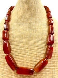 lot 39 image: Vintage Carnelian Necklace with Rectangular Beads