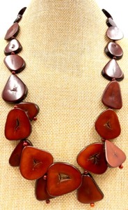 lot 41 image: Tagua Nut Necklace with Unique Brown Beaded Design
