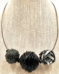 lot 49 image: Artisan Beaded Necklace with Three Unique Beads