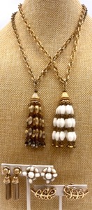 lot 58 image: Vintage Trifari Tassel Necklaces Set with Earrings and Brooch
