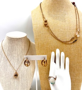 lot 118 image: Elegant Jewelry Set Two Necklaces, Earrings, and Sterling Ring with Gemstone Accents