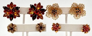 lot 127 image: Collection of 4 Pairs of Vintage Clip-On Earrings Featuring Judy Lee Earrings