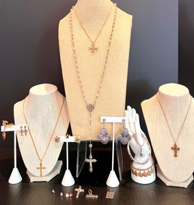 lot 193 image: Elegant Religious Jewelry Collection with Cross Necklace and Charm Earrings - Sterling Pendants